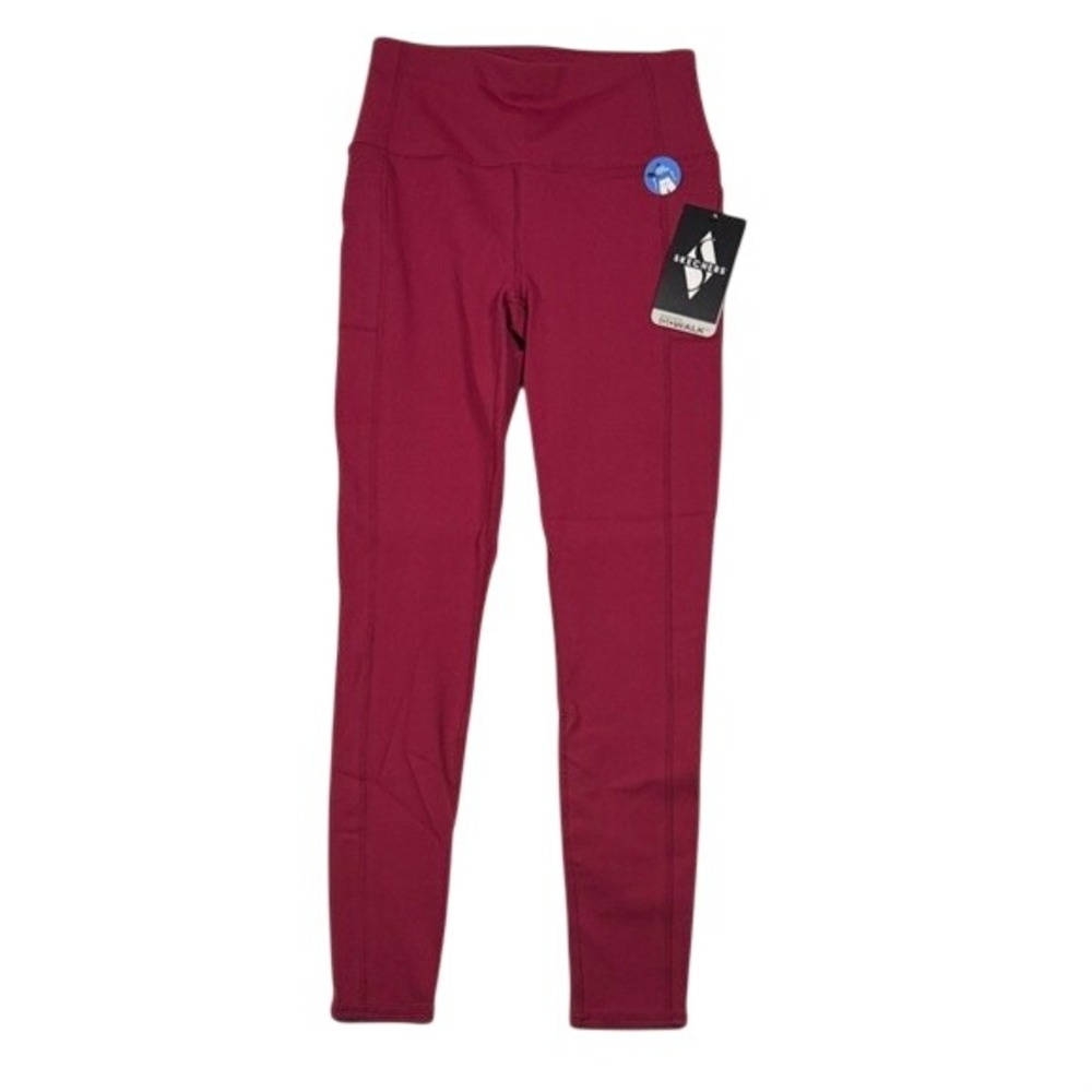 Skechers GO WALK Womens High Waisted Leggings Berry Pink Side Pockets Size S NEW